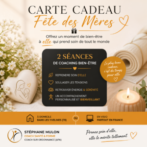Carte cadeau Fête des Mères – 2 séances de coaching bien-être (à domicile ou en visio)