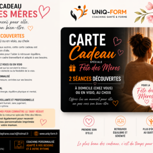 Carte cadeau Fête des Mères – 2 séances de coaching bien-être (à domicile ou en visio)